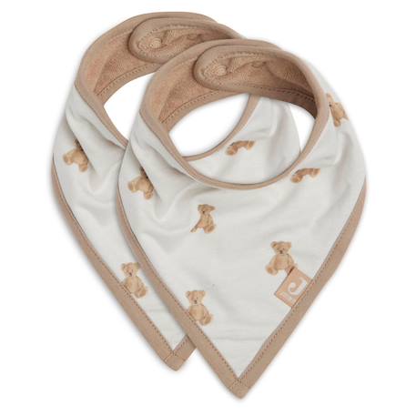 Jollein - Lots De 2 Bavoirs Bandana En Coton Blanc, Marron Clair