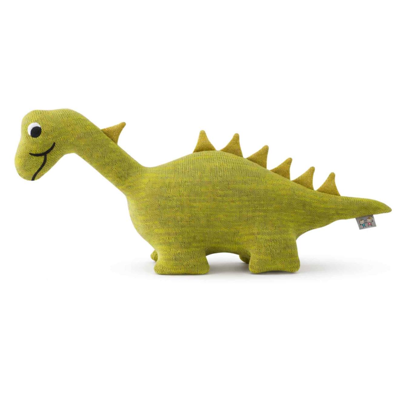 Grande Peluche Dinosaure En Coton Tricoté Vert