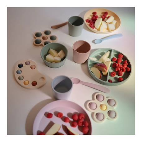 Lot de 2 cuillères silicone Beige, vert+Bleu+Ecru+Jonquille+Stone/cloudy mauve 3 - vertbaudet enfant 