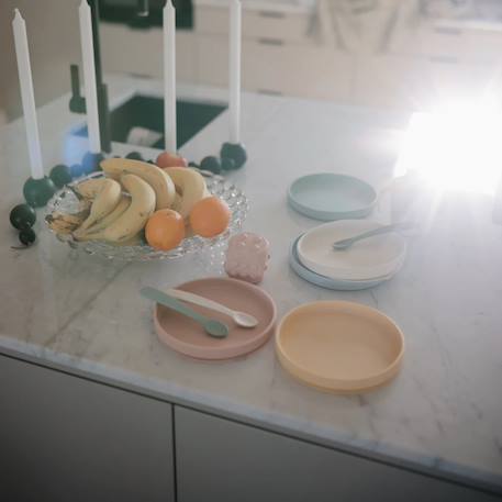 Lot de 2 cuillères silicone Beige, vert+Bleu+Ecru+Jonquille+Stone/cloudy mauve 12 - vertbaudet enfant 