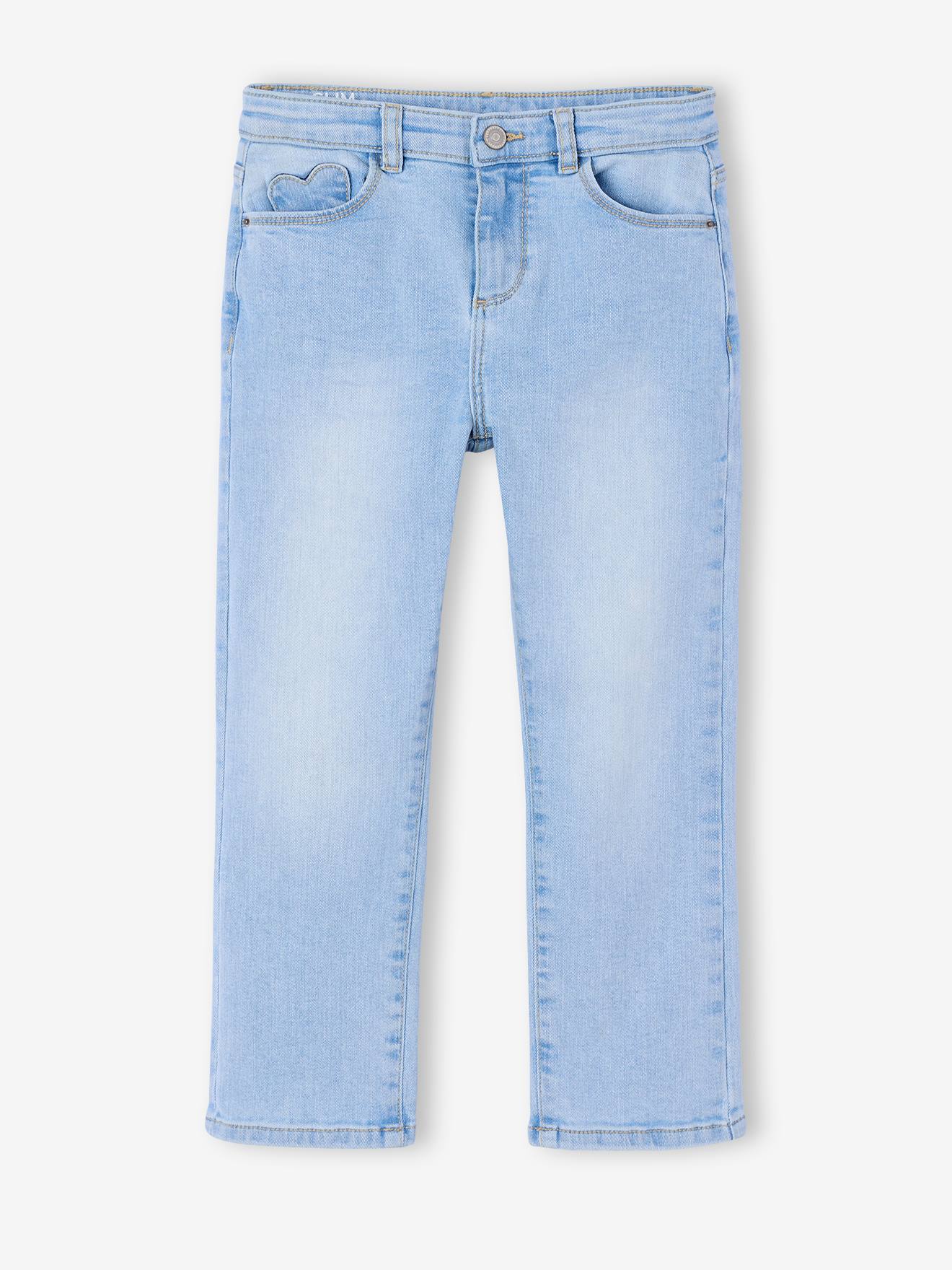 Jean slim fille morphologik tour de hanches large denim bleached