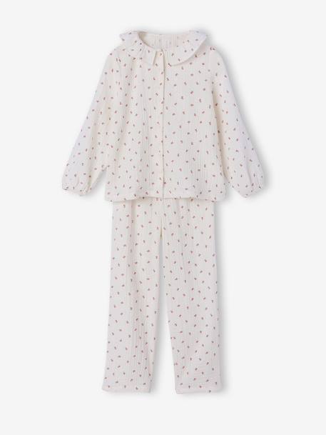 Pyjama fille gaze de coton fleurs  - vertbaudet enfant