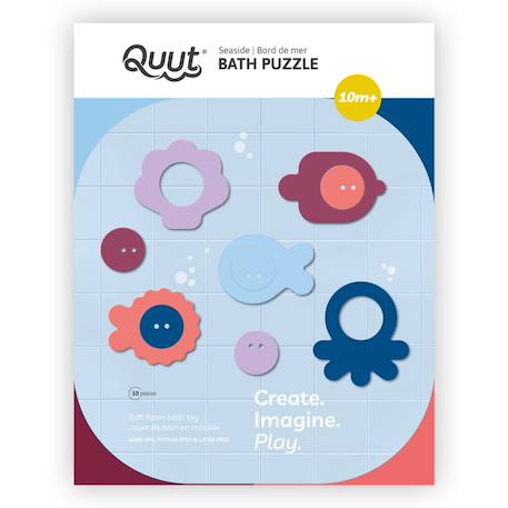 Quut - Puzzle De Bain Rose, Bordeaux, Bleu