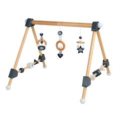 Jouet-Premier âge-Portique d'éveil en bois massif + 3 pendentifs - arche d'activités