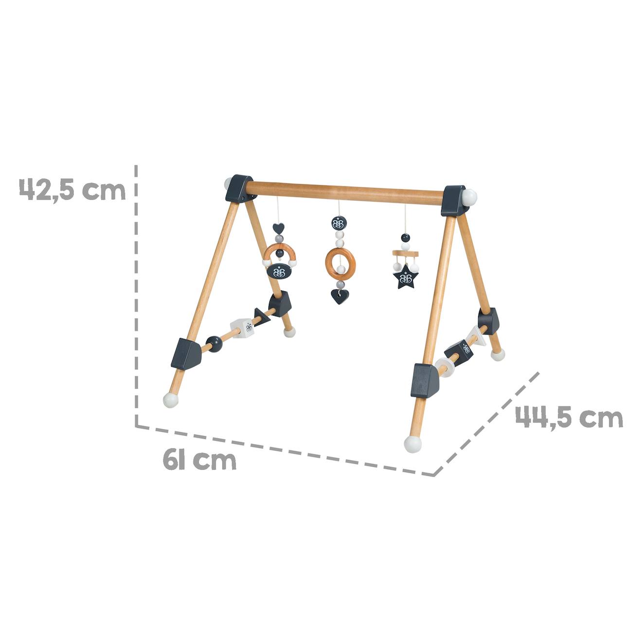 Portique D'éveil En Bois Massif + 3 Pendentifs - Arche D'activités Naturel / Anthracite (Roba) - Image 2