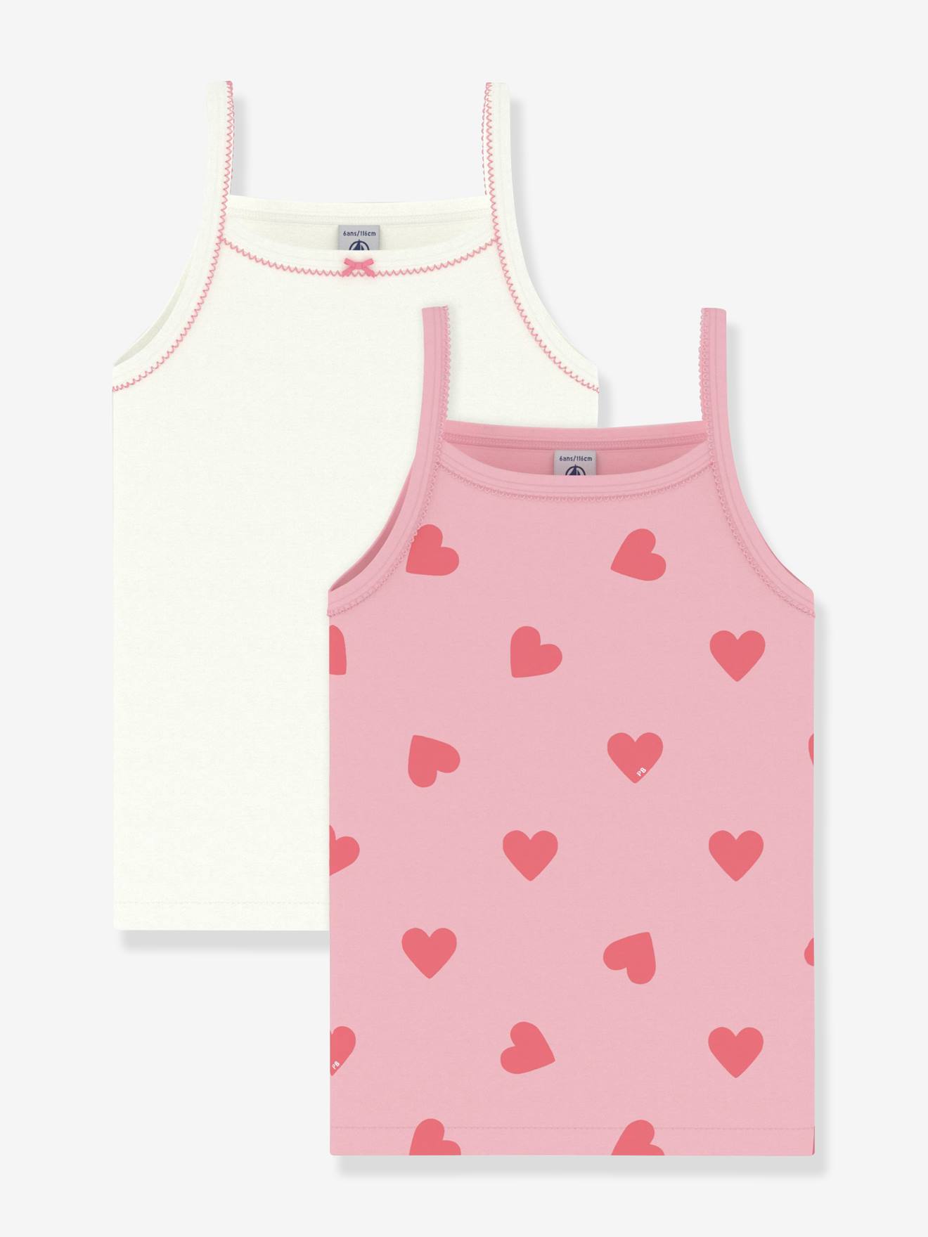 Lot de 2 débardeurs enfant Petit Bateau blanc
