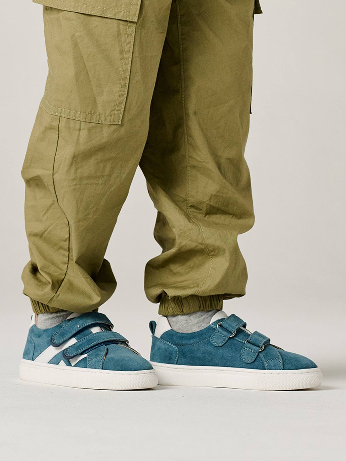 Baskets enfant cuir scratchs bleu jean Baskets enfant cuir scratchs bleu jean