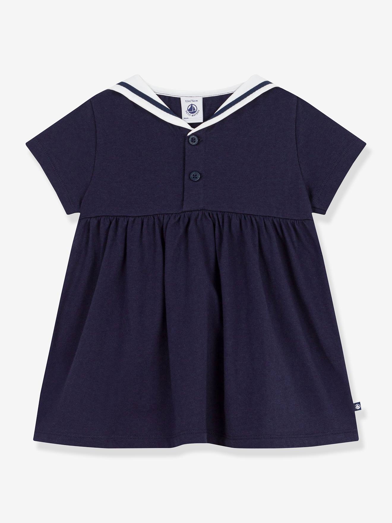 Robe bébé fille col marin manches courtes marine