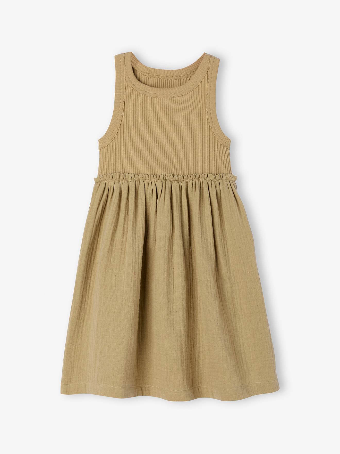 Robe fille sans manches kaki
