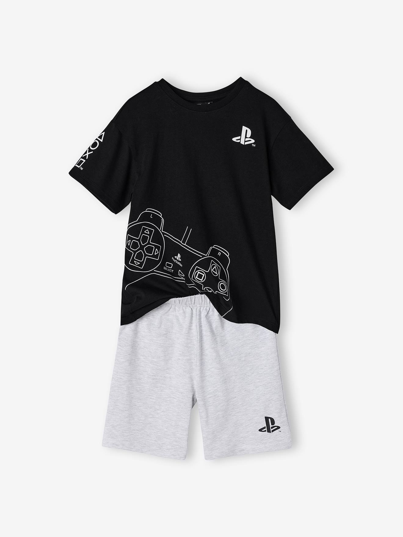 Pyjashort garçon coton logo Playstation noir