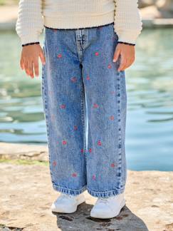 -Jean large fille brodé