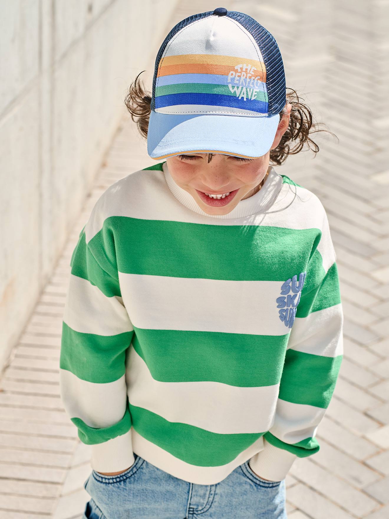 Casquette garçon style trucker bleu ciel