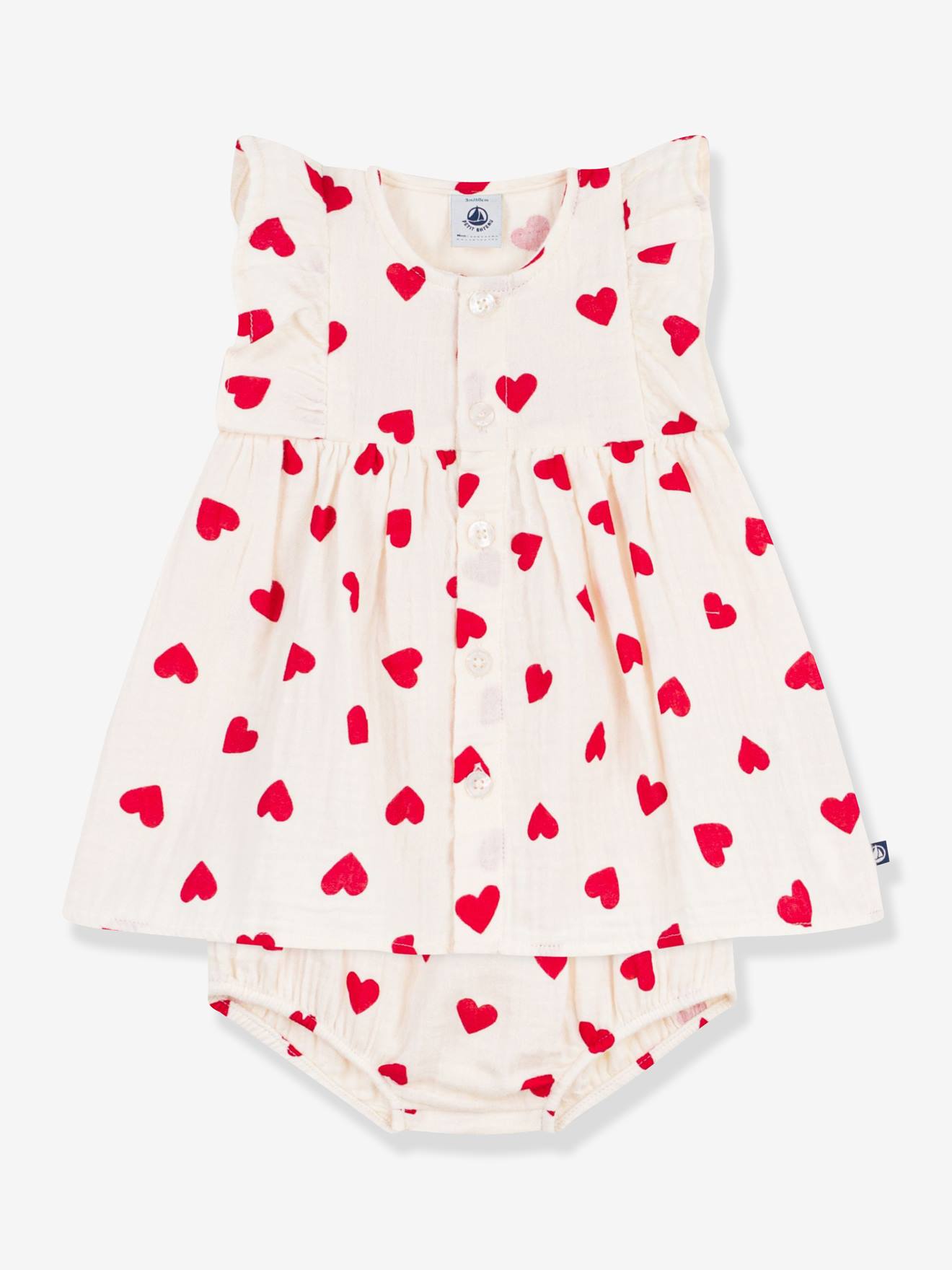 Robe et bloomer bébé volantée coton écru