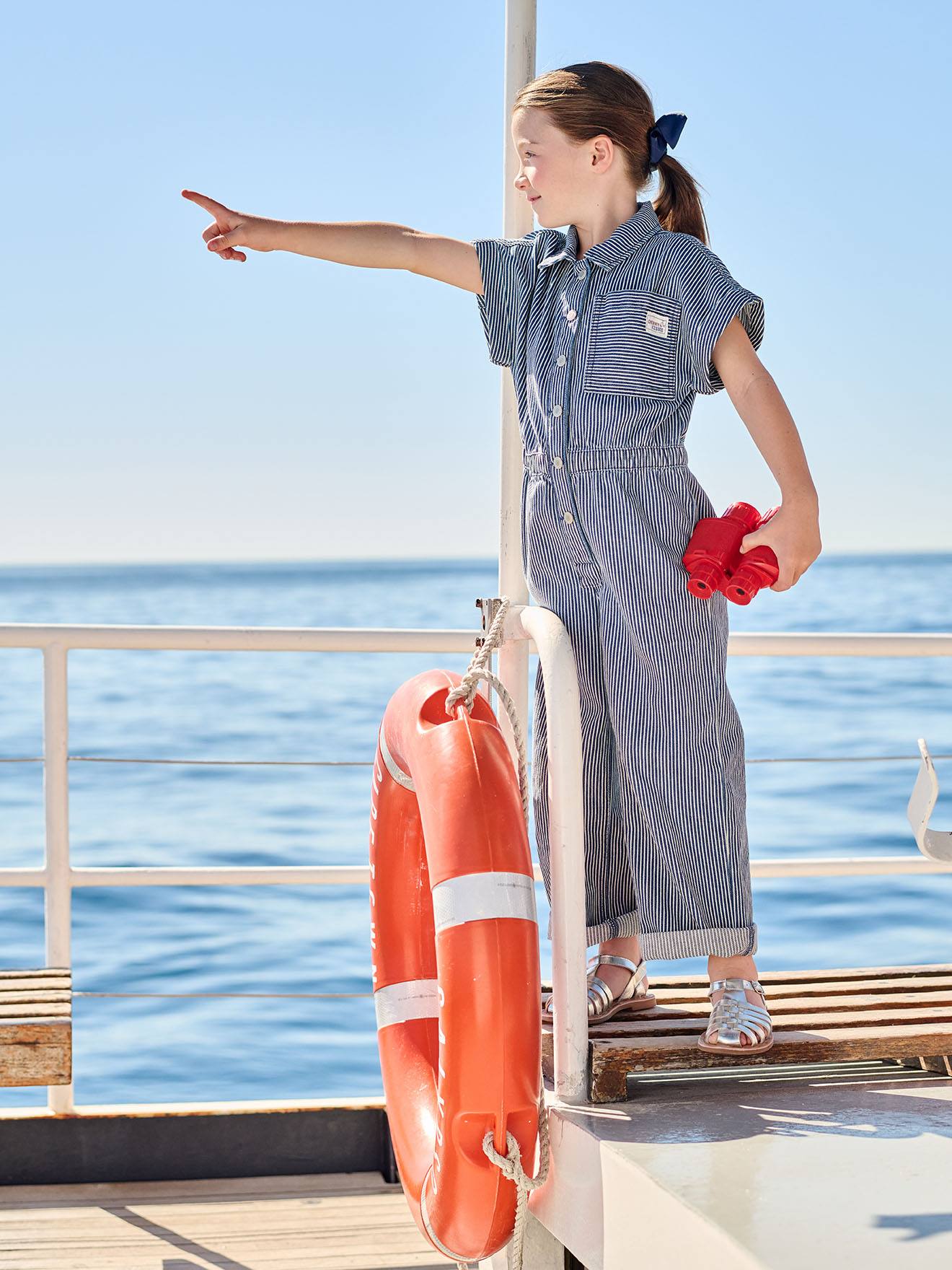 Combi pantalon fille rayée rayé bleu