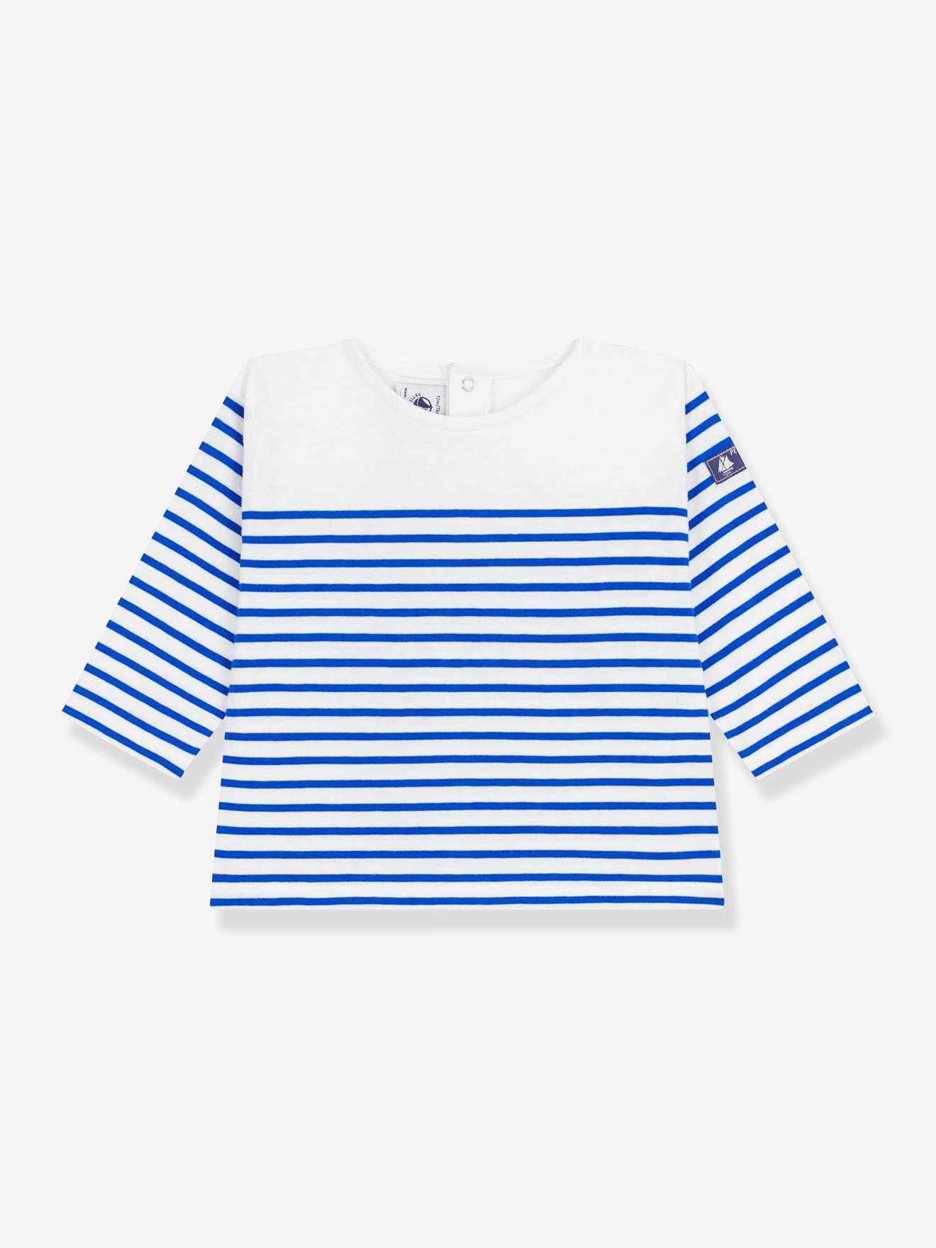 T-shirt marinière bébé manches longues blanc
