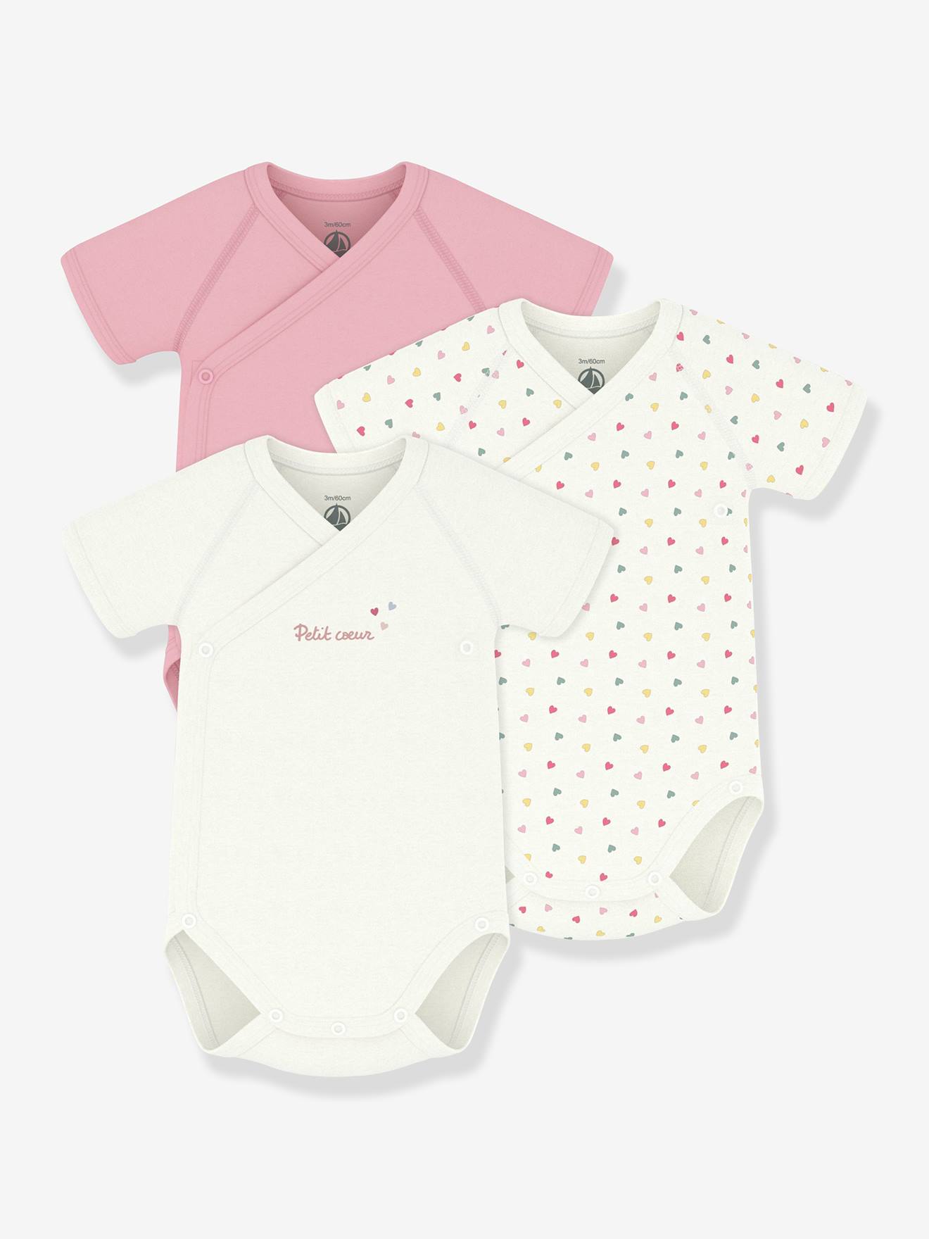 Lot de 3 bodies croisés bébé blanc