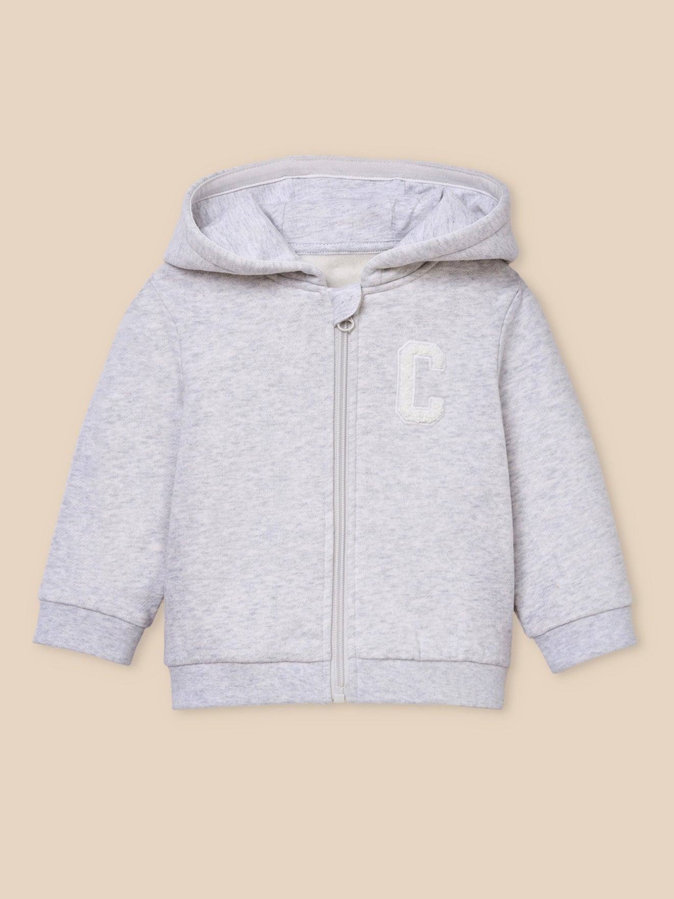 Hoodie Zippé Bébé - Coton Biologique Gris Chine Clair