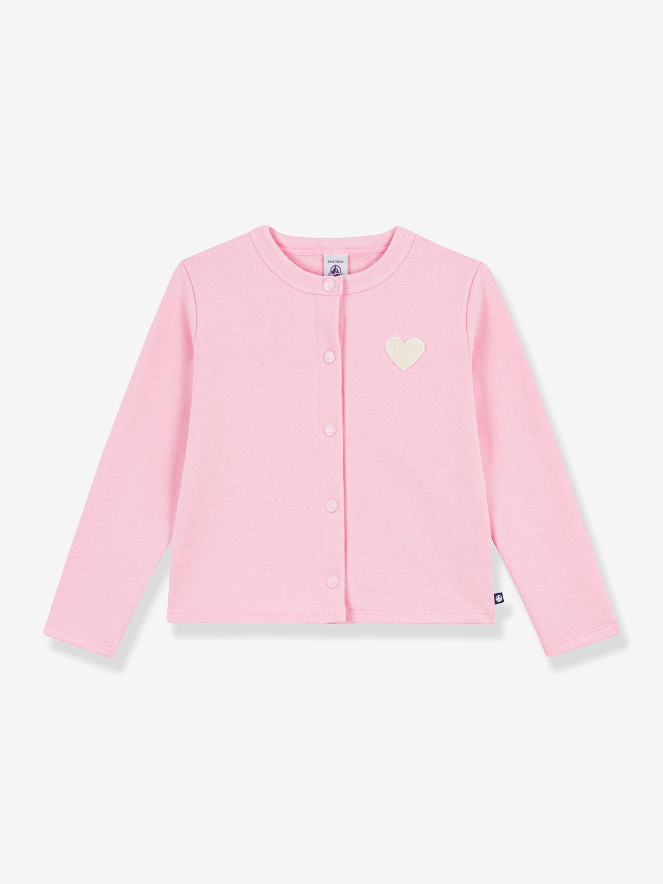 Cardigan enfant coton uni Petit Bateau rose