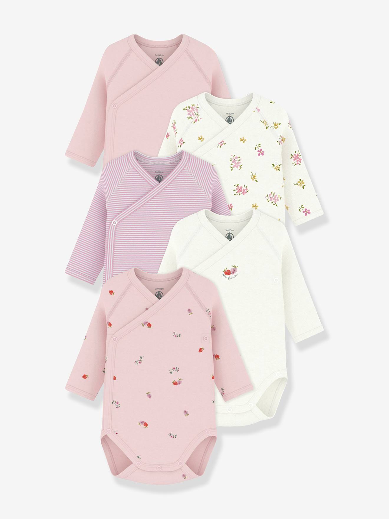 Lot 5 bodies croiss bb Petit Bateau blanc 45 €