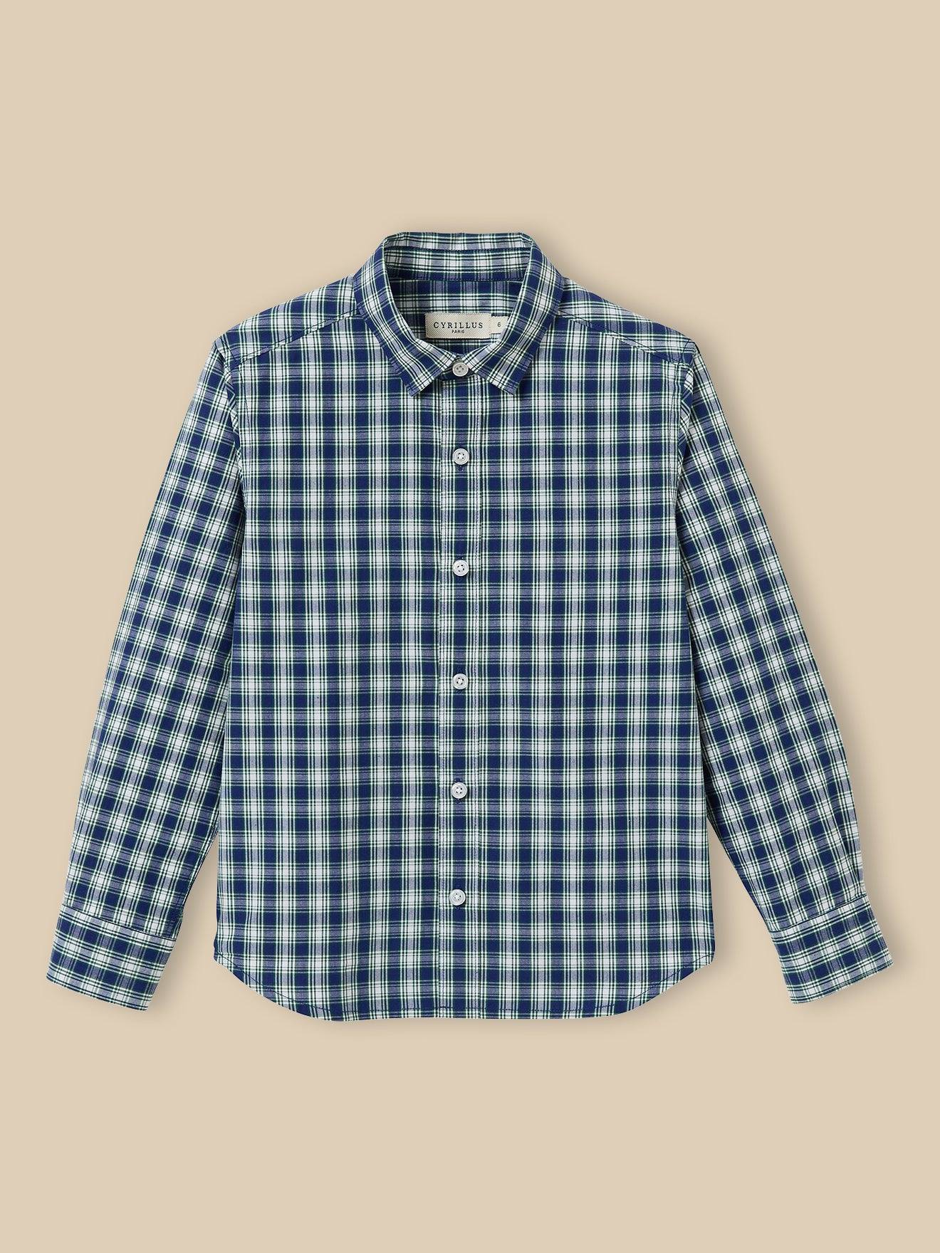 Chemise à carreaux garçon carreaux bleu/vert