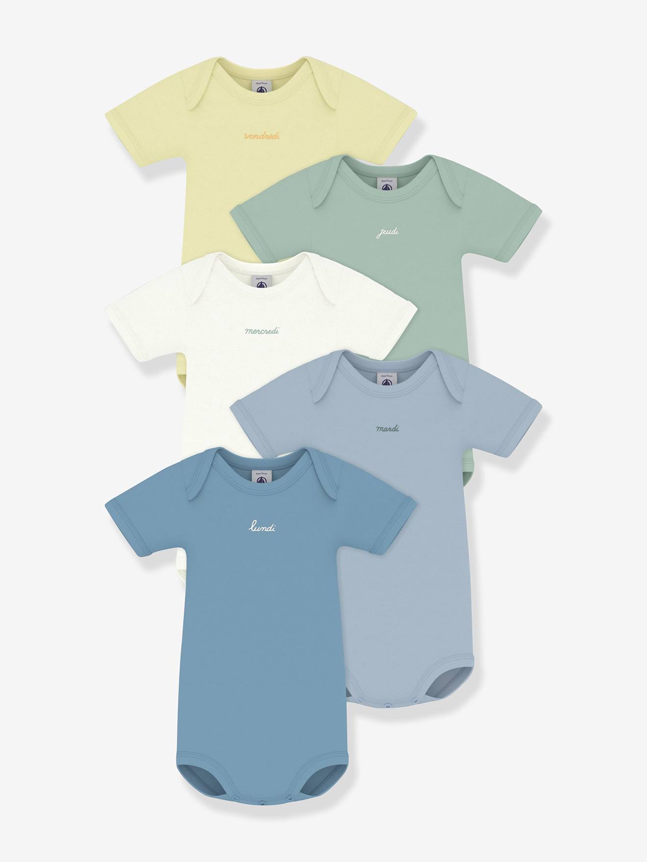 Lot 5 bodies coton Petit Bateau blanc
