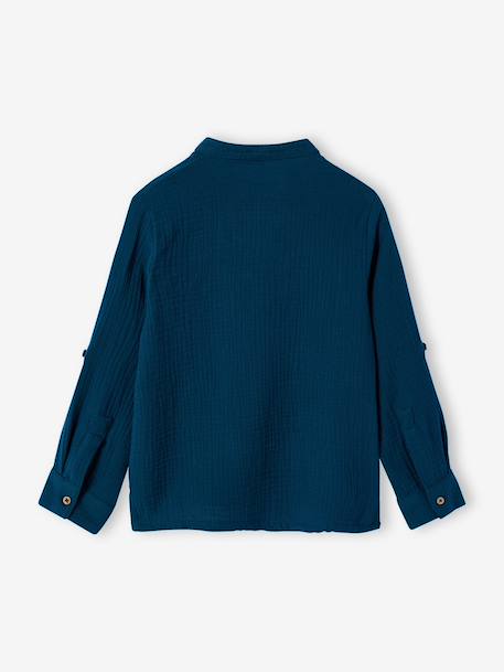 Chemise en gaze de coton personnalisable garçon manches retroussables Bleu moyen+bleu pétrole+écru+vert+vert d'eau 12 - vertbaudet enfant 