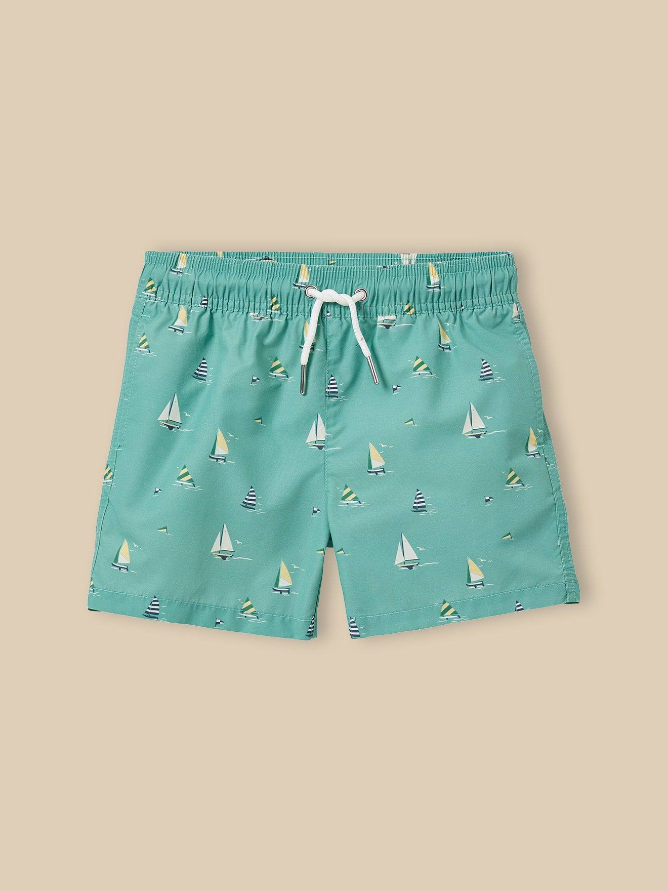 Short De Bain voiliers Menthe