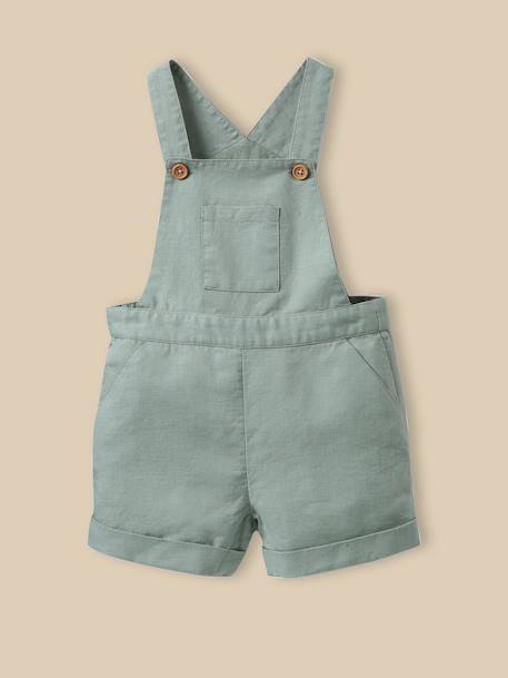 Bébé-Salopette, combinaison-Salopette courte bébé lin et coton
