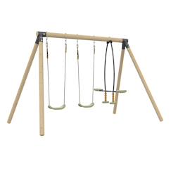 Jouet-Portique 2 balançoires et vis-à-vis anémone bois h190cm