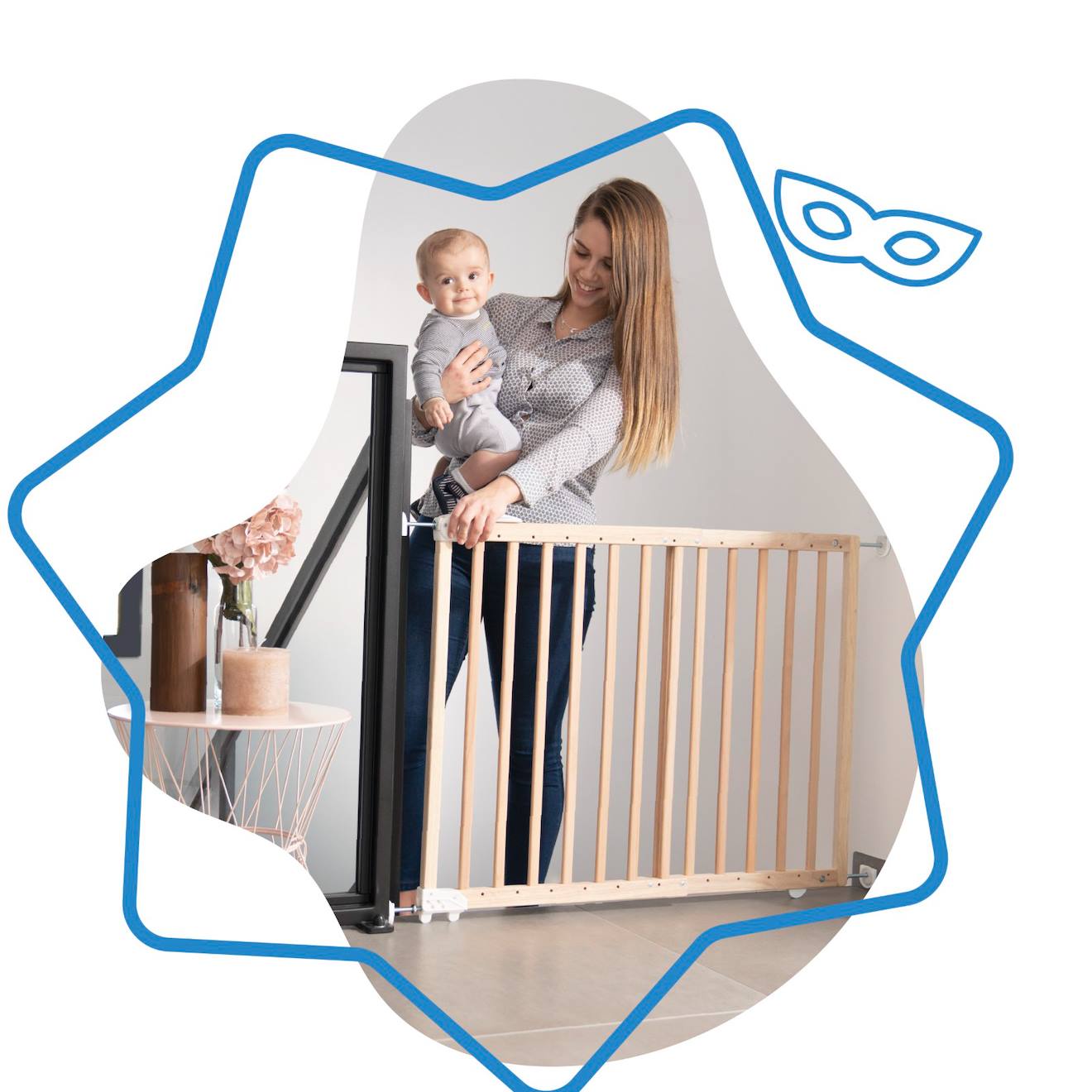 Barrière De Sécurité Enfant Extensible Deco Pop Marron (Badabulle) - Image 1