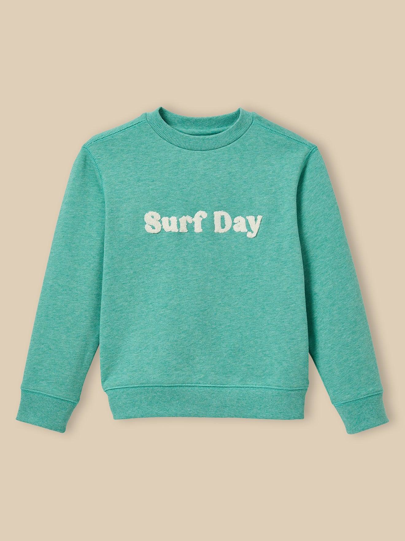 Sweat chiné à message garçon - coton biologique menthe