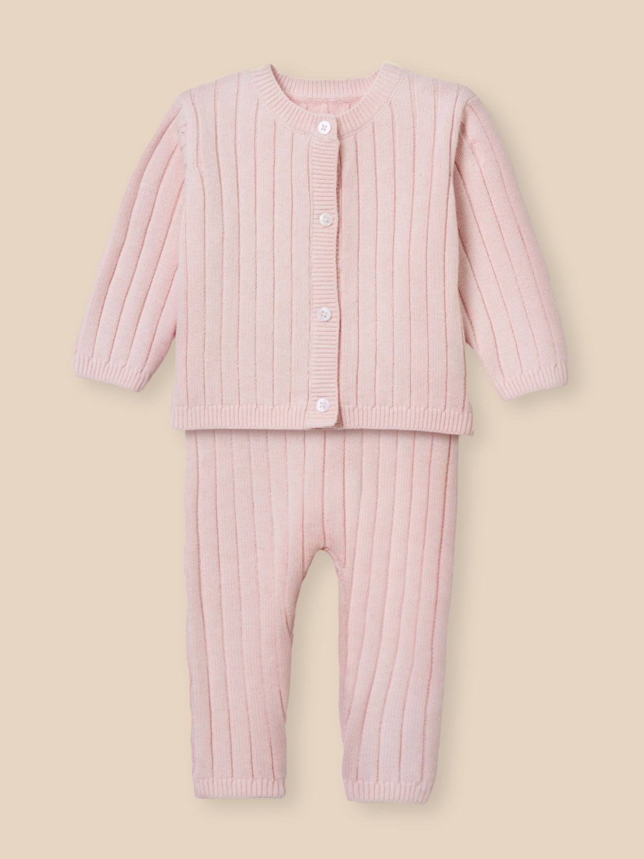 Ensemble Bb Coton Biologique Et Laine Rose Doux 30 €