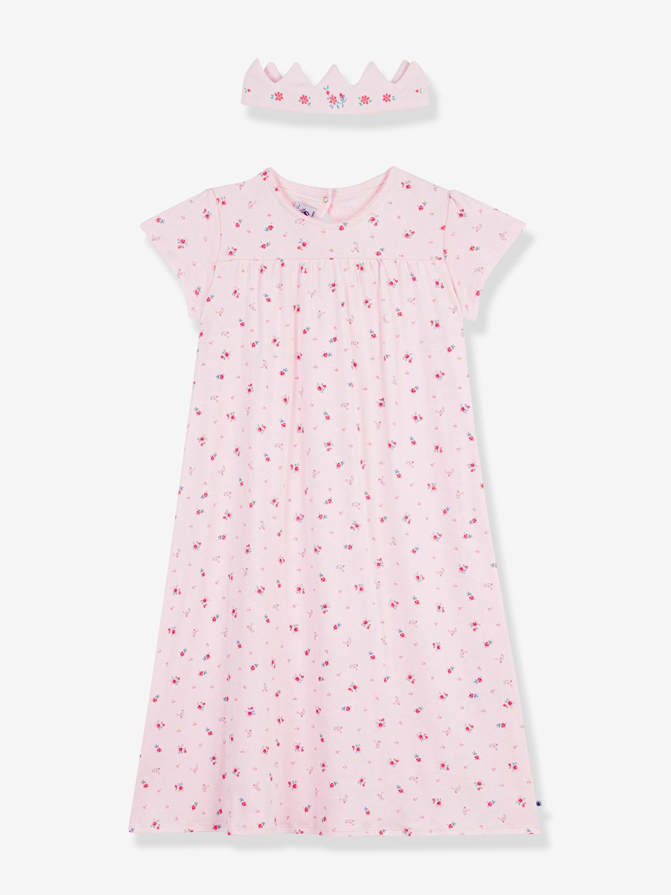 Chemise de nuit et diadème Petit Bateau rose pâle