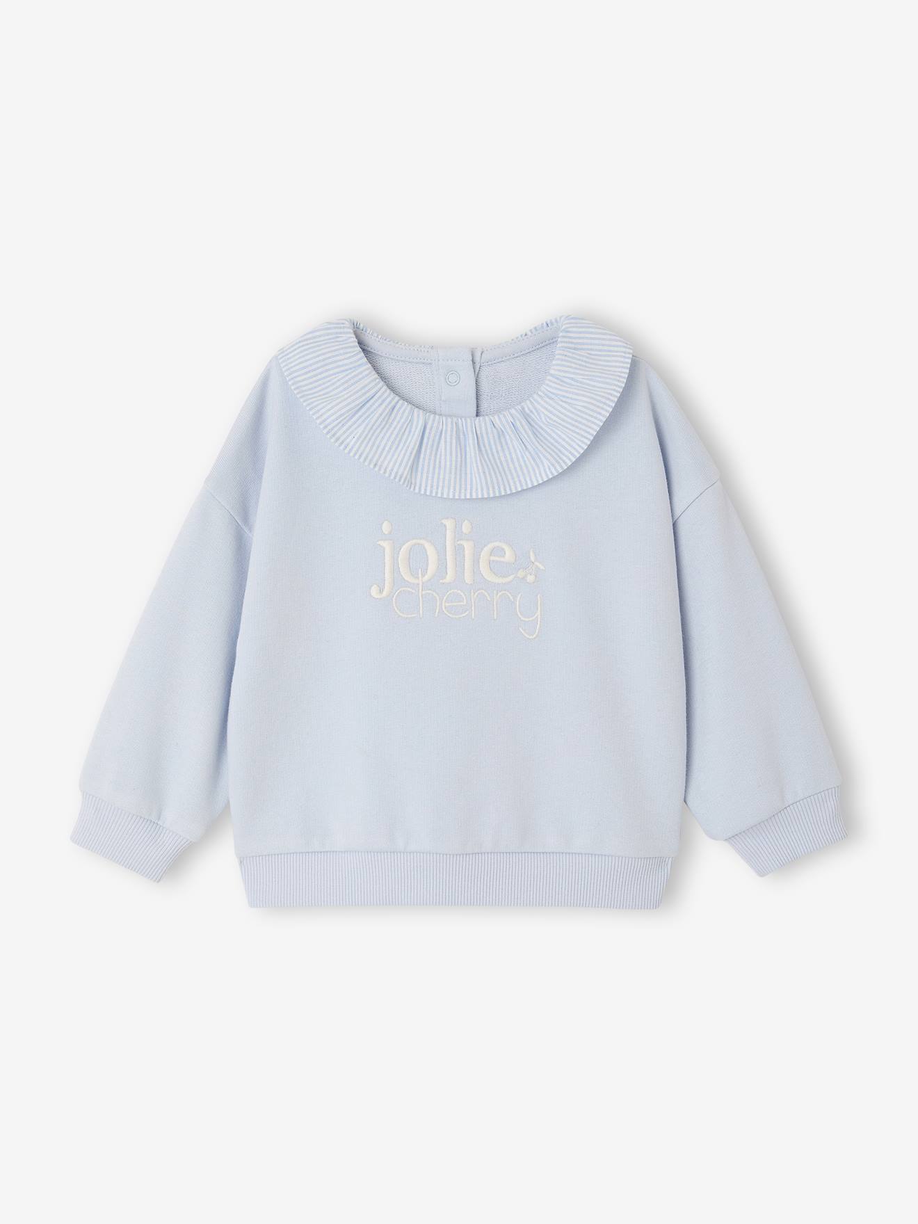 Sweat bébé fille collerette bleu clair