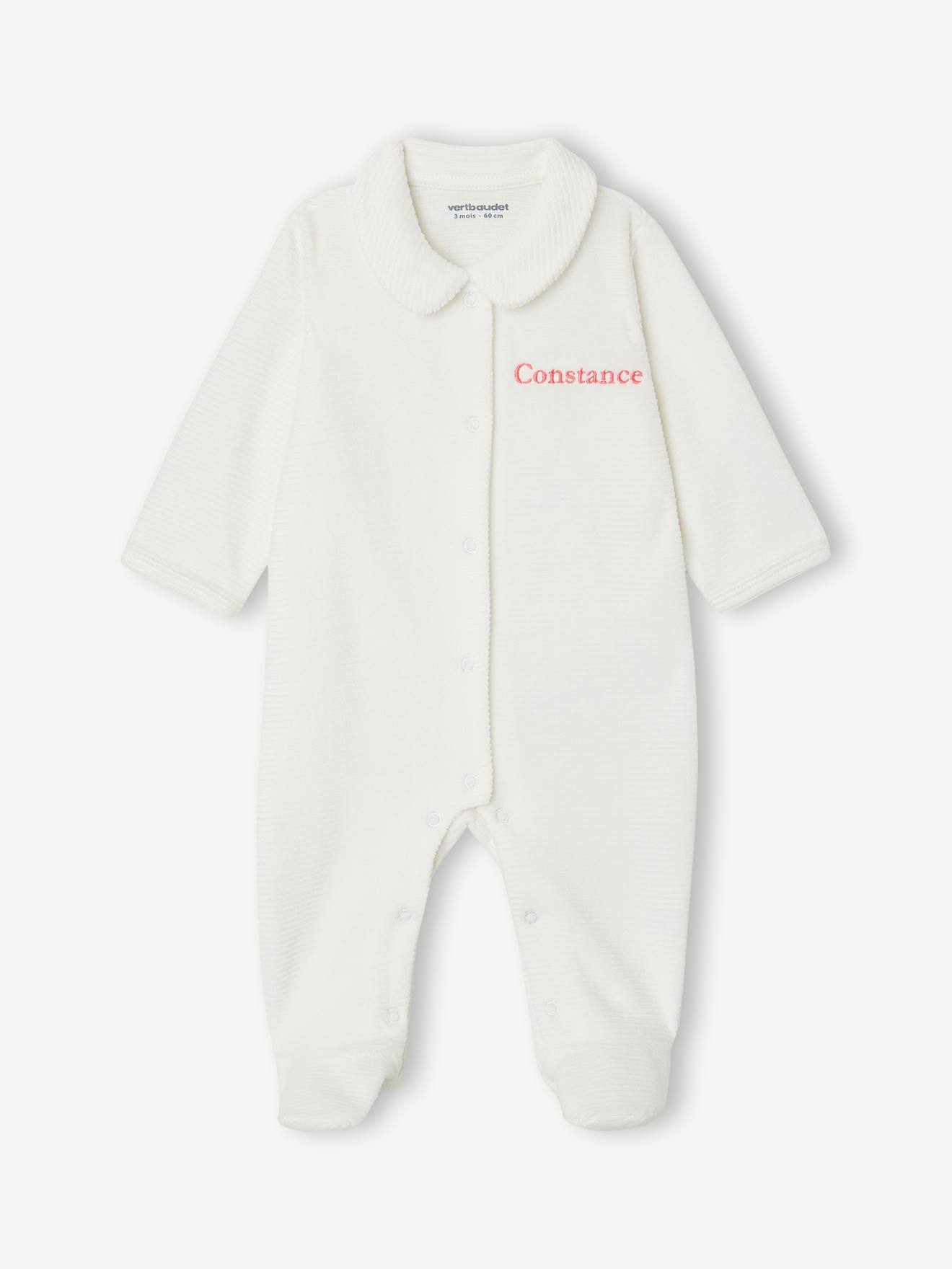 Lot de 2 pyjamas bébé mixtes en velours ouverture naissance rose (Vertbaudet) - Image 2