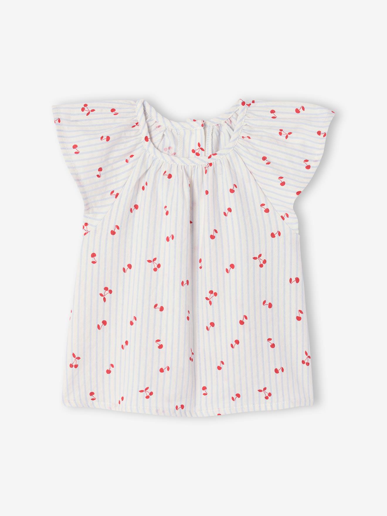 Blouse manches courtes bébé fille rayé bleu