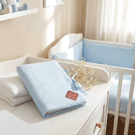 Protège carnet de santé en gaze de coton jeanne Beige+Blanc+Blanc à pois or+Bleu+Camel+Écru+Gris clair+Terracotta+Vert de gris+Vieux rose 15 - vertbaudet enfant 