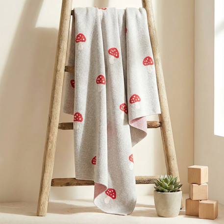 Couverture en coton bio gots Écru, dino+Écru, hippo+Écru, motifs bleu+Gris, champi+Gris, chatons+Gris, flammant rose+Gris, licorne+Multicolore, toucan+Rose, chat 20 - vertbaudet enfant 