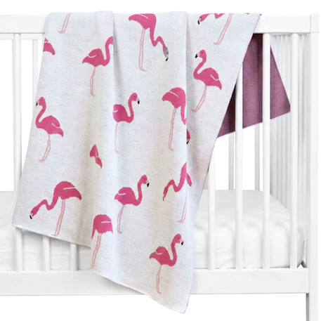 Couverture en coton bio gots Écru, dino+Écru, hippo+Écru, motifs bleu+Gris, champi+Gris, chatons+Gris, flammant rose+Gris, licorne+Multicolore, toucan+Rose, chat 29 - vertbaudet enfant 