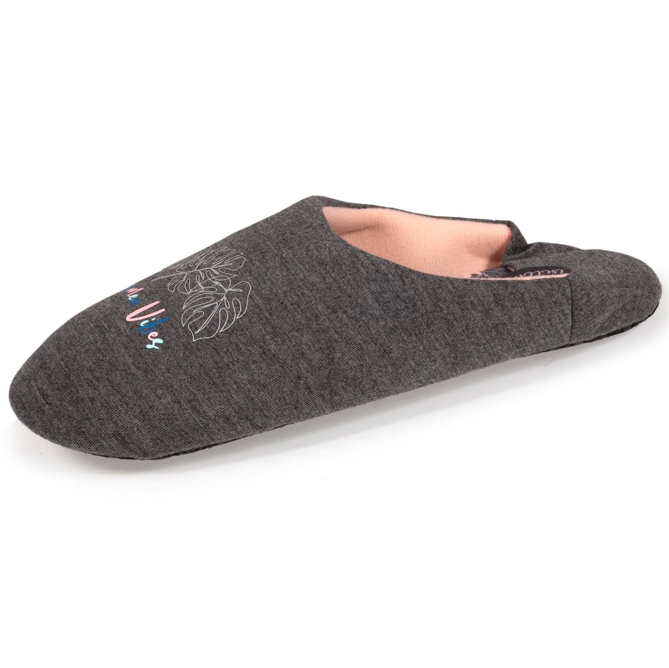 Chaussons Mules Gris Chiné Foncé