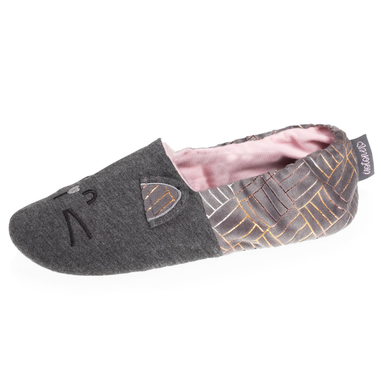 Chaussons Slippers En Jersey Et Semelle Picots Antidrapants Gris Chin Fonc 14 €