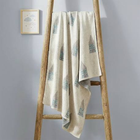 Couverture en coton bio gots Écru, dino+Écru, hippo+Écru, motifs bleu+Gris, champi+Gris, chatons+Gris, flammant rose+Gris, licorne+Multicolore, toucan+Rose, chat 15 - vertbaudet enfant 