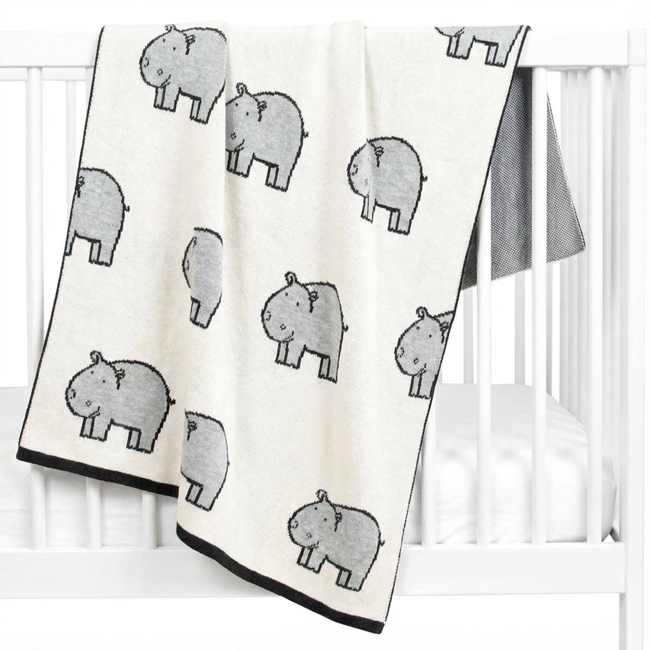 Couverture En Coton Bio Gots Écru, Hippo