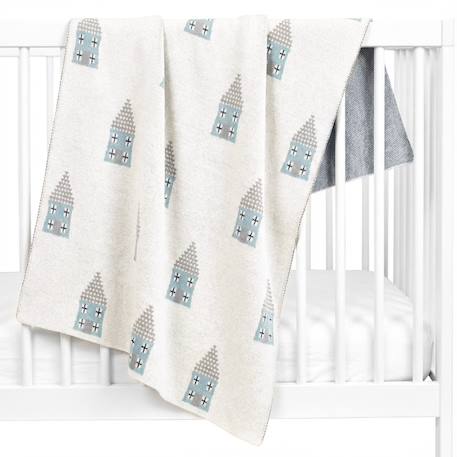 Couverture en coton bio gots Écru, dino+Écru, hippo+Écru, motifs bleu+Gris, champi+Gris, chatons+Gris, flammant rose+Gris, licorne+Multicolore, toucan+Rose, chat 13 - vertbaudet enfant 