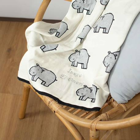 Couverture en coton bio gots Écru, dino+Écru, hippo+Écru, motifs bleu+Gris, champi+Gris, chatons+Gris, flammant rose+Gris, licorne+Multicolore, toucan+Rose, chat 9 - vertbaudet enfant 
