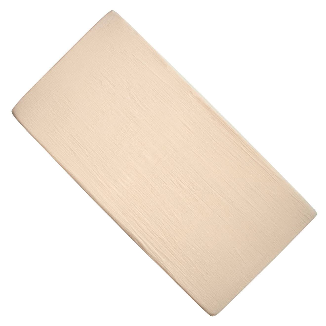 Drap Housse En Gaze De Coton À Carreaux Beige