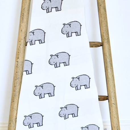 Couverture en coton bio gots Écru, dino+Écru, hippo+Écru, motifs bleu+Gris, champi+Gris, chatons+Gris, flammant rose+Gris, licorne+Multicolore, toucan+Rose, chat 10 - vertbaudet enfant 