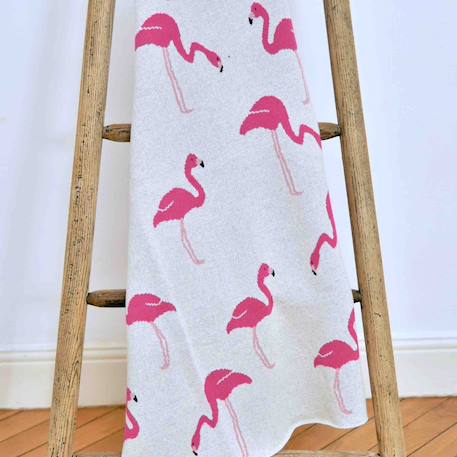 Couverture en coton bio gots Écru, dino+Écru, hippo+Écru, motifs bleu+Gris, champi+Gris, chatons+Gris, flammant rose+Gris, licorne+Multicolore, toucan+Rose, chat 30 - vertbaudet enfant 