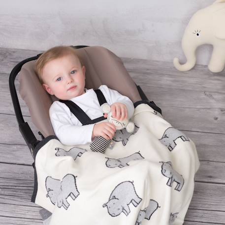 Couverture en coton bio gots Écru, dino+Écru, hippo+Écru, motifs bleu+Gris, champi+Gris, chatons+Gris, flammant rose+Gris, licorne+Multicolore, toucan+Rose, chat 8 - vertbaudet enfant 