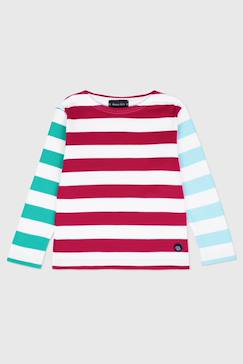 Garçon-T-shirt, polo, sous-pull-T-shirt-Marinière fantaisie en coton épais enfant